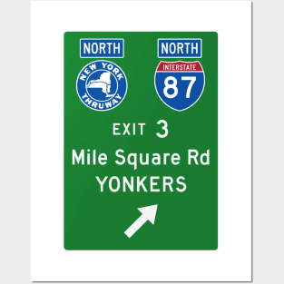 New York Thruway Northbound Exit 3: Mile Square Rd Yonkers Posters and Art